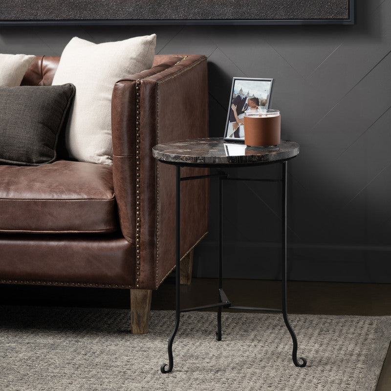 Pennington Black/Brown Petrified Wood Accent Table - Ornate Home