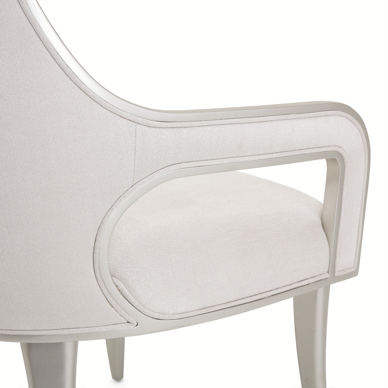 Penthouse Ash Gray/Frosted Linen Dining Arm Chair - Ornate Home