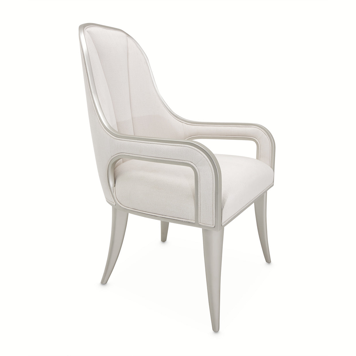 Penthouse Ash Gray/Frosted Linen Dining Arm Chair - Ornate Home