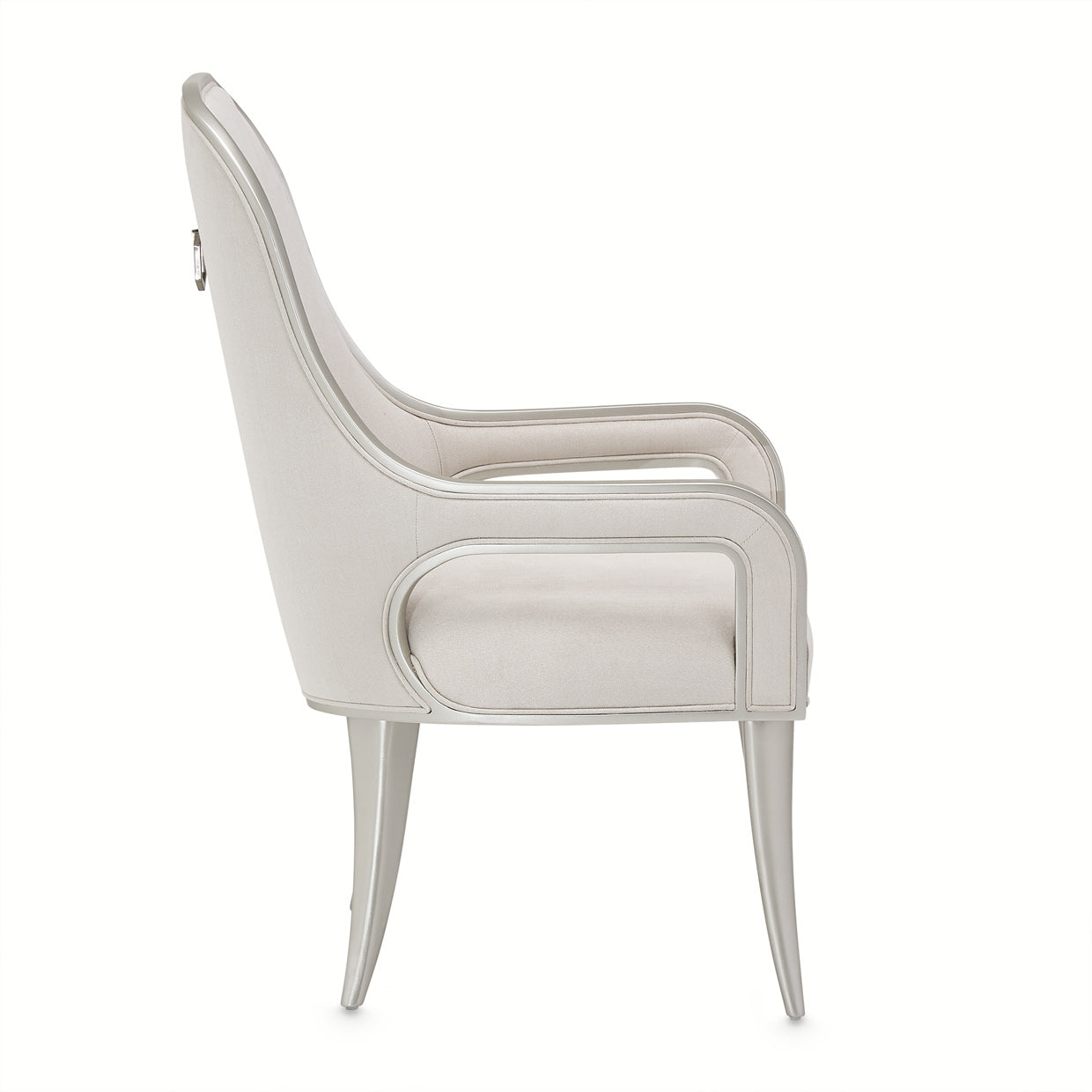 Penthouse Ash Gray/Frosted Linen Dining Arm Chair - Ornate Home