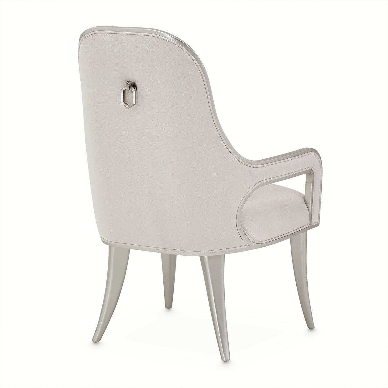 Penthouse Ash Gray/Frosted Linen Dining Arm Chair - Ornate Home
