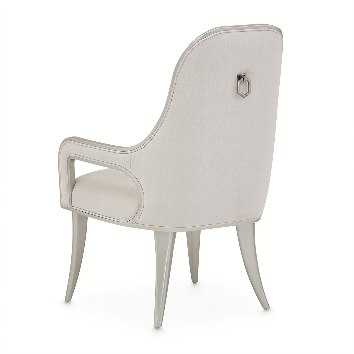 Penthouse Ash Gray/Frosted Linen Dining Arm Chair - Ornate Home