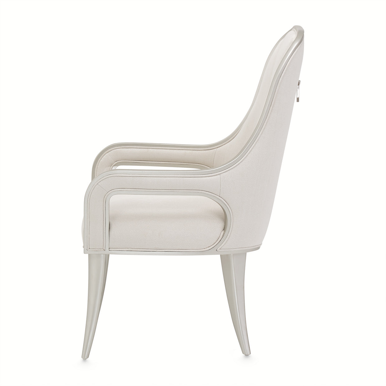 Penthouse Ash Gray/Frosted Linen Dining Arm Chair - Ornate Home