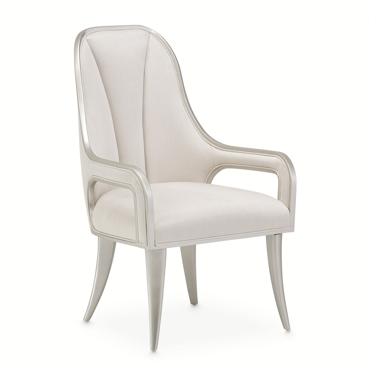 Penthouse Ash Gray/Frosted Linen Dining Arm Chair - Ornate Home