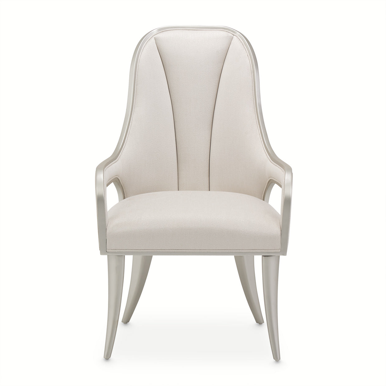 Penthouse Ash Gray/Frosted Linen Dining Arm Chair - Ornate Home