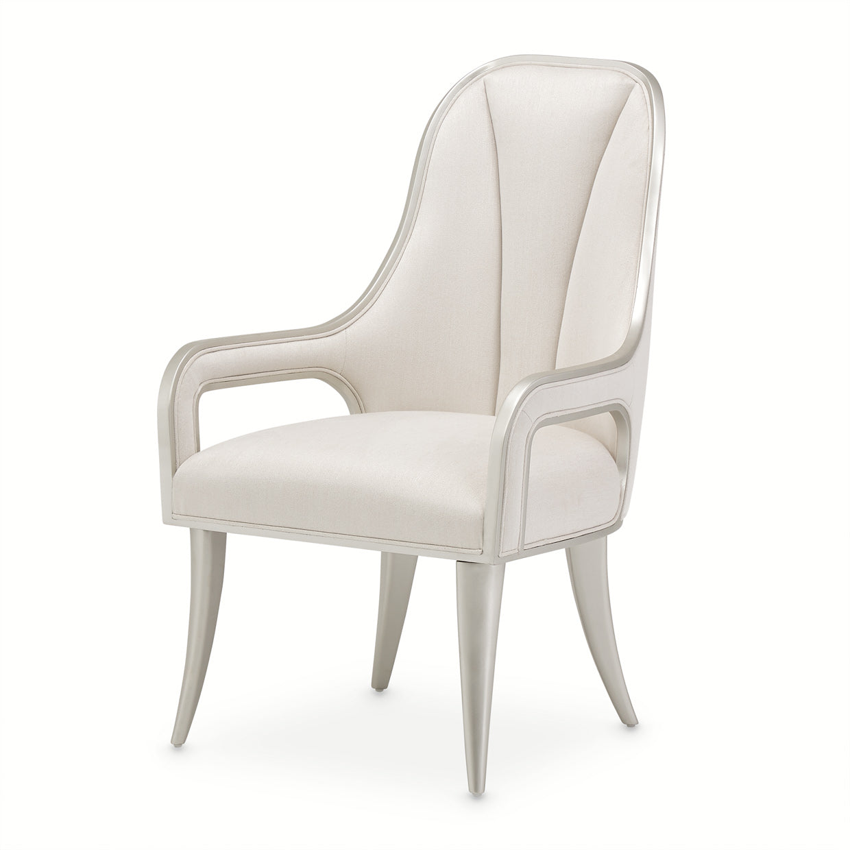 Penthouse Ash Gray/Frosted Linen Dining Arm Chair - Ornate Home