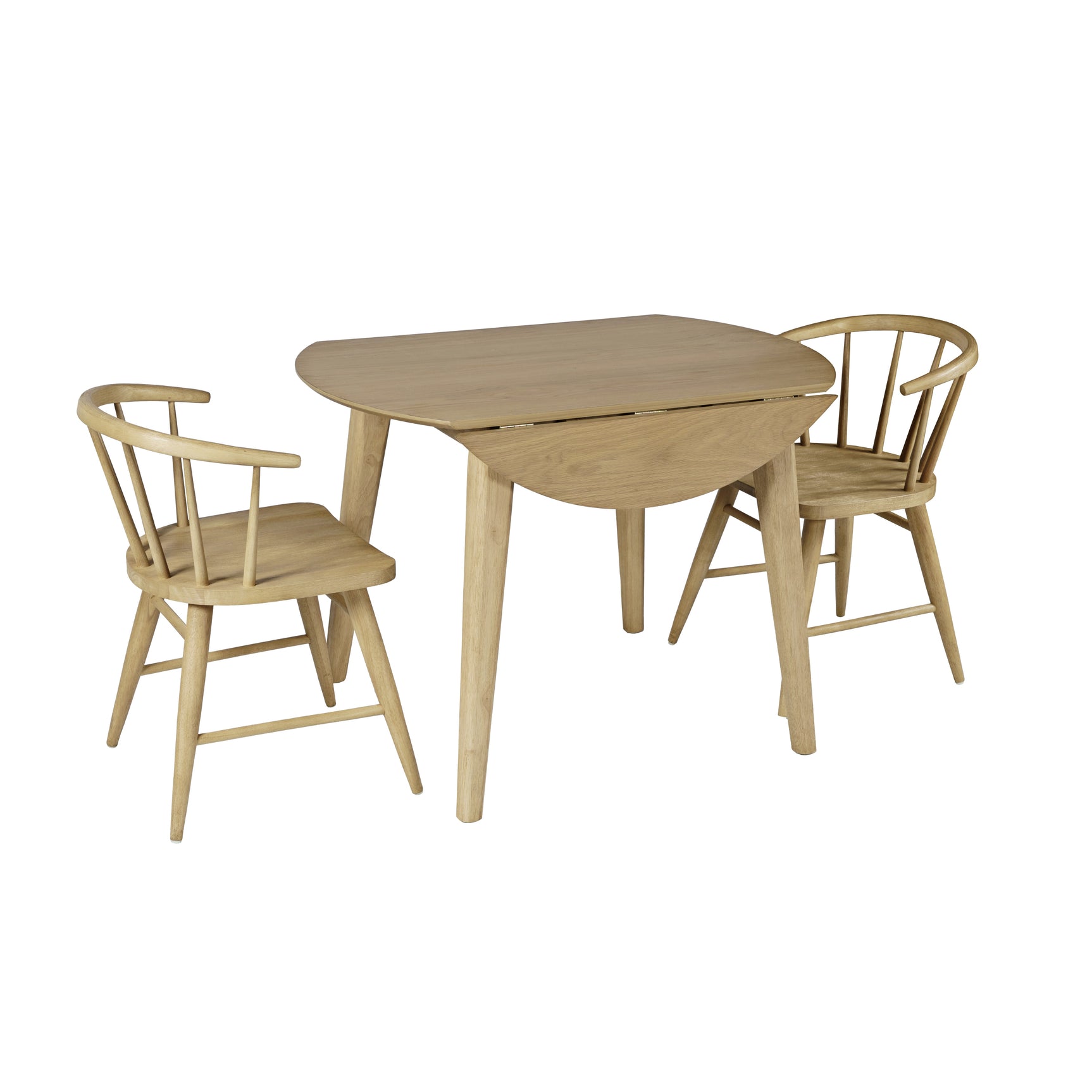 Percy Natural Drop Leaf Dining Table w/ 2 Fitz Chairs - Ornate Home
