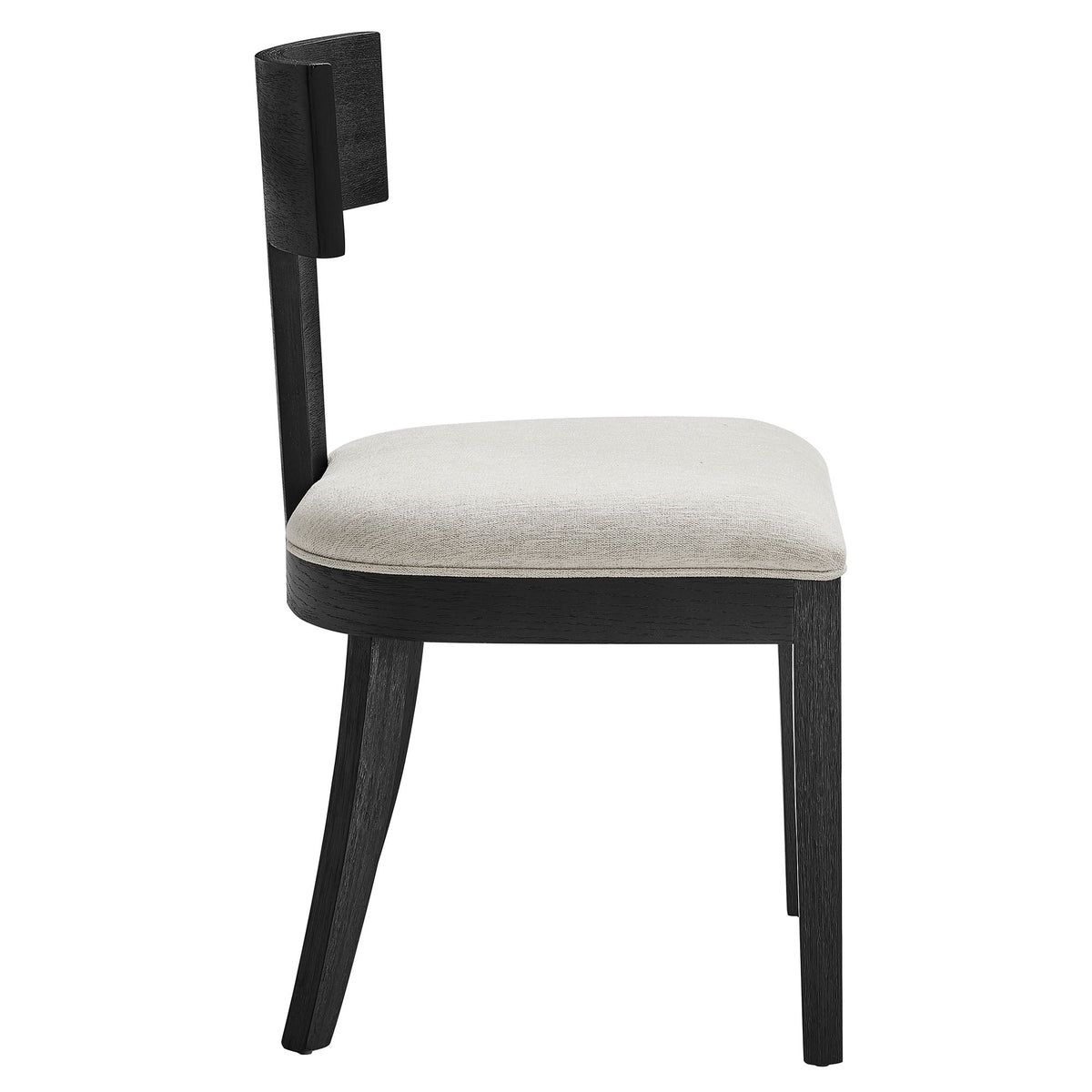 Peregrine Black/Heathered Weave Ivory Wood and Fabric Upholstered Dining Chairs (Set of 2) - Ornate Home