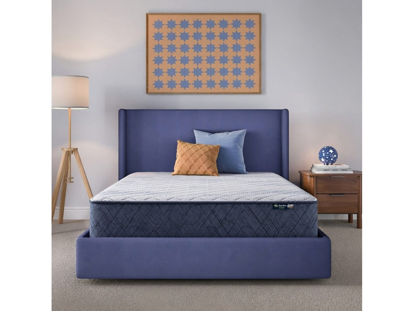 Perfect Day Blue/White Queen 12″ Firm Mattress in a Box - Ornate Home