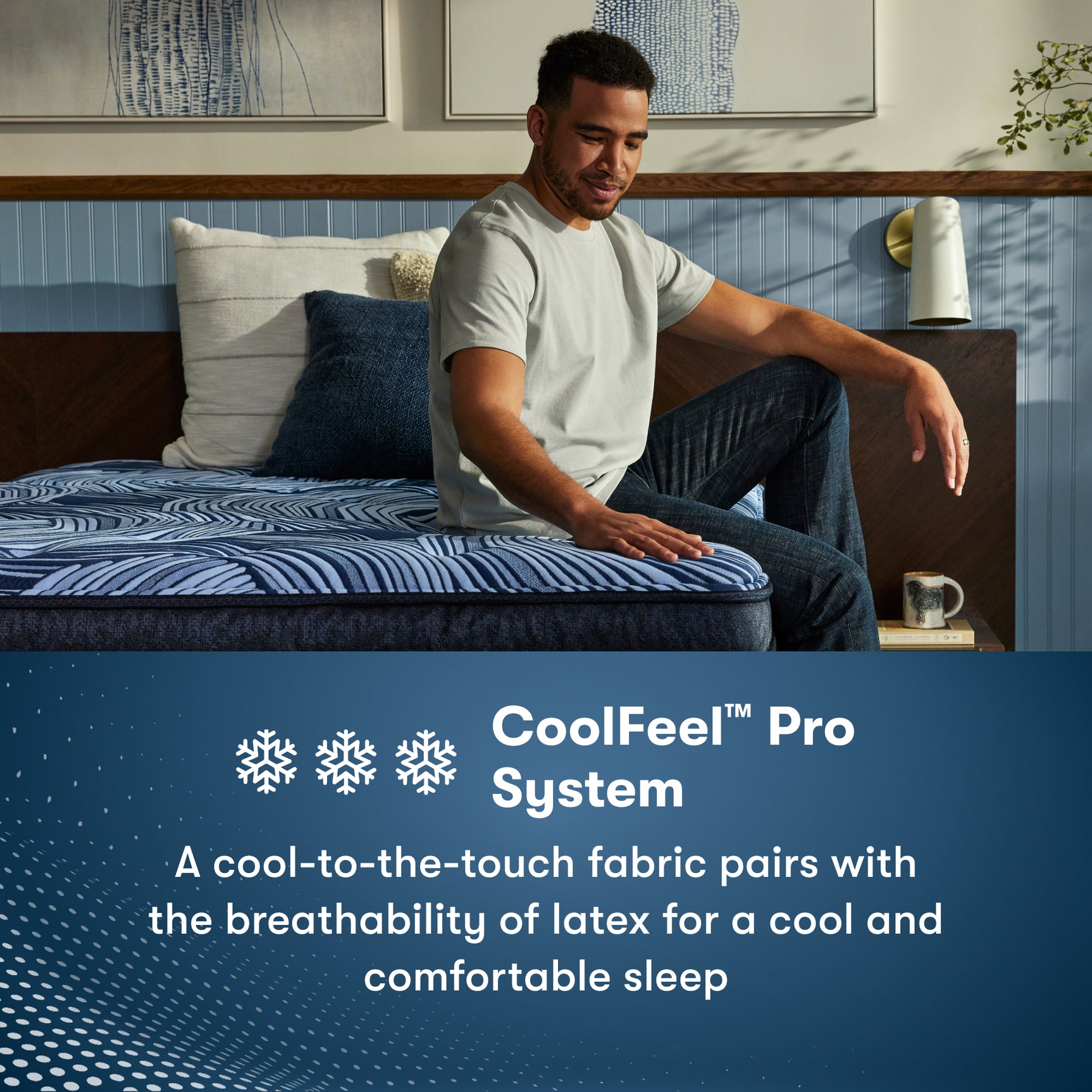 Perfect Sleeper Pro Geneva 13.5" Dark Blue/White Latex Hybrid California King Firm Mattress - Ornate Home