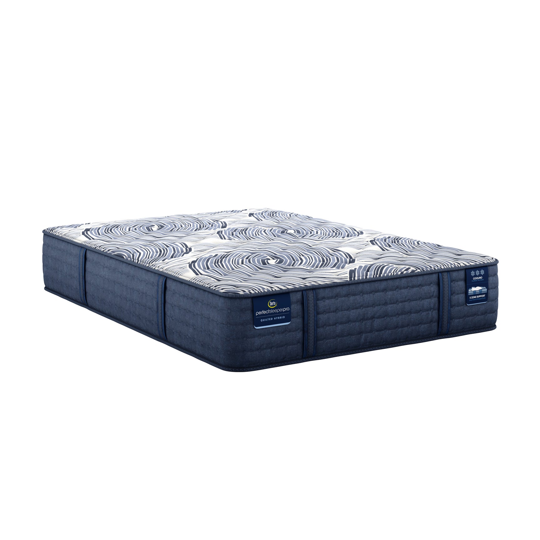 Perfect Sleeper Pro Geneva 13.5" Dark Blue/White Latex Hybrid California King Firm Mattress - Ornate Home