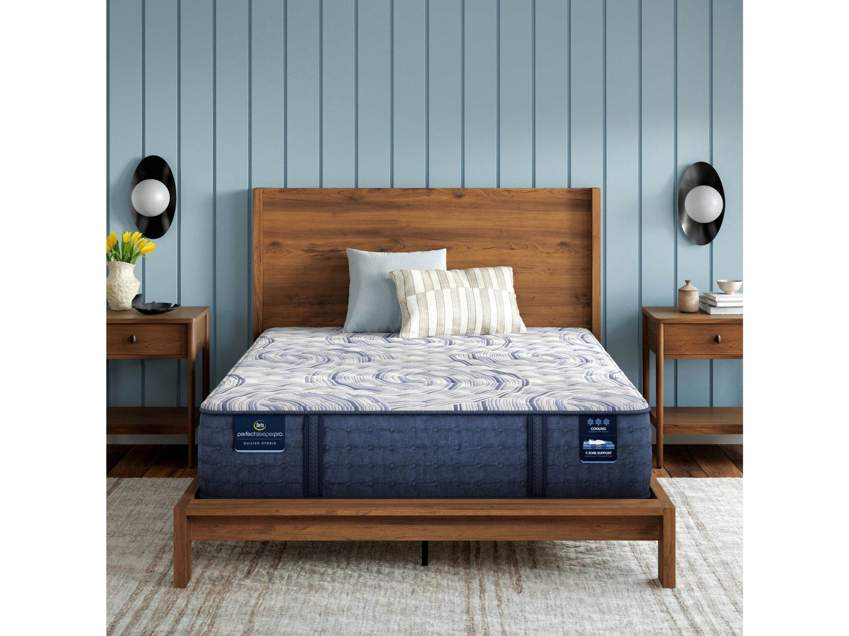 Perfect Sleeper Pro Hampton 12.5" Dark Blue/White Latex Hybrid King Extra Firm Mattress - Ornate Home