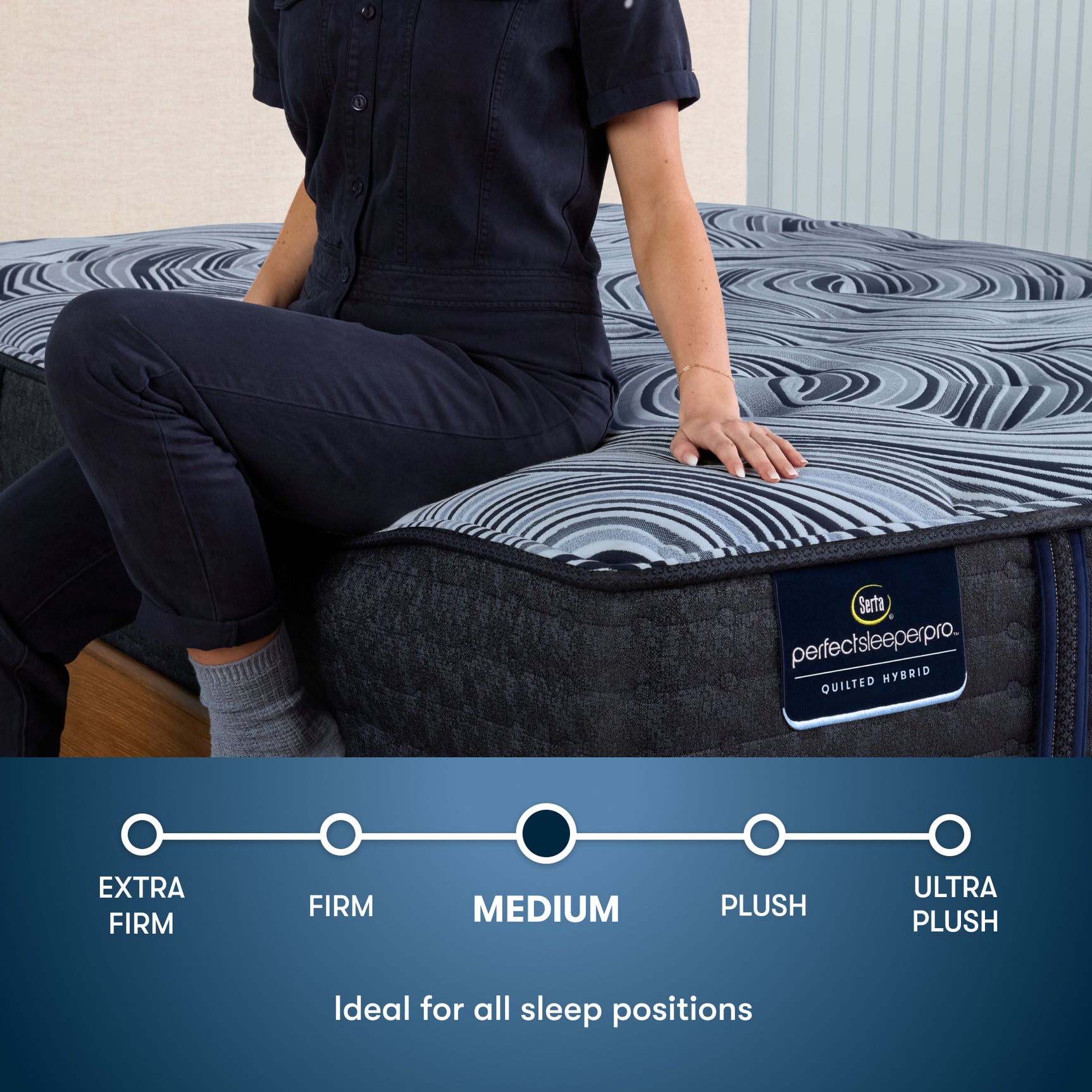 Perfect Sleeper Pro New Paris 15" Dark Blue Latex Hybrid Twin XL Medium Mattress - Ornate Home