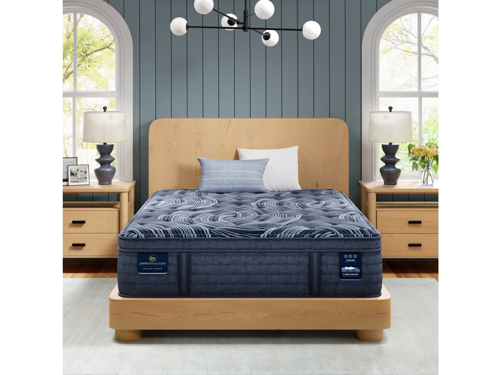 Perfect Sleeper Pro Valais 15" Dark Blue Latex Hybrid California King Plush Pillow Top Mattress - Ornate Home