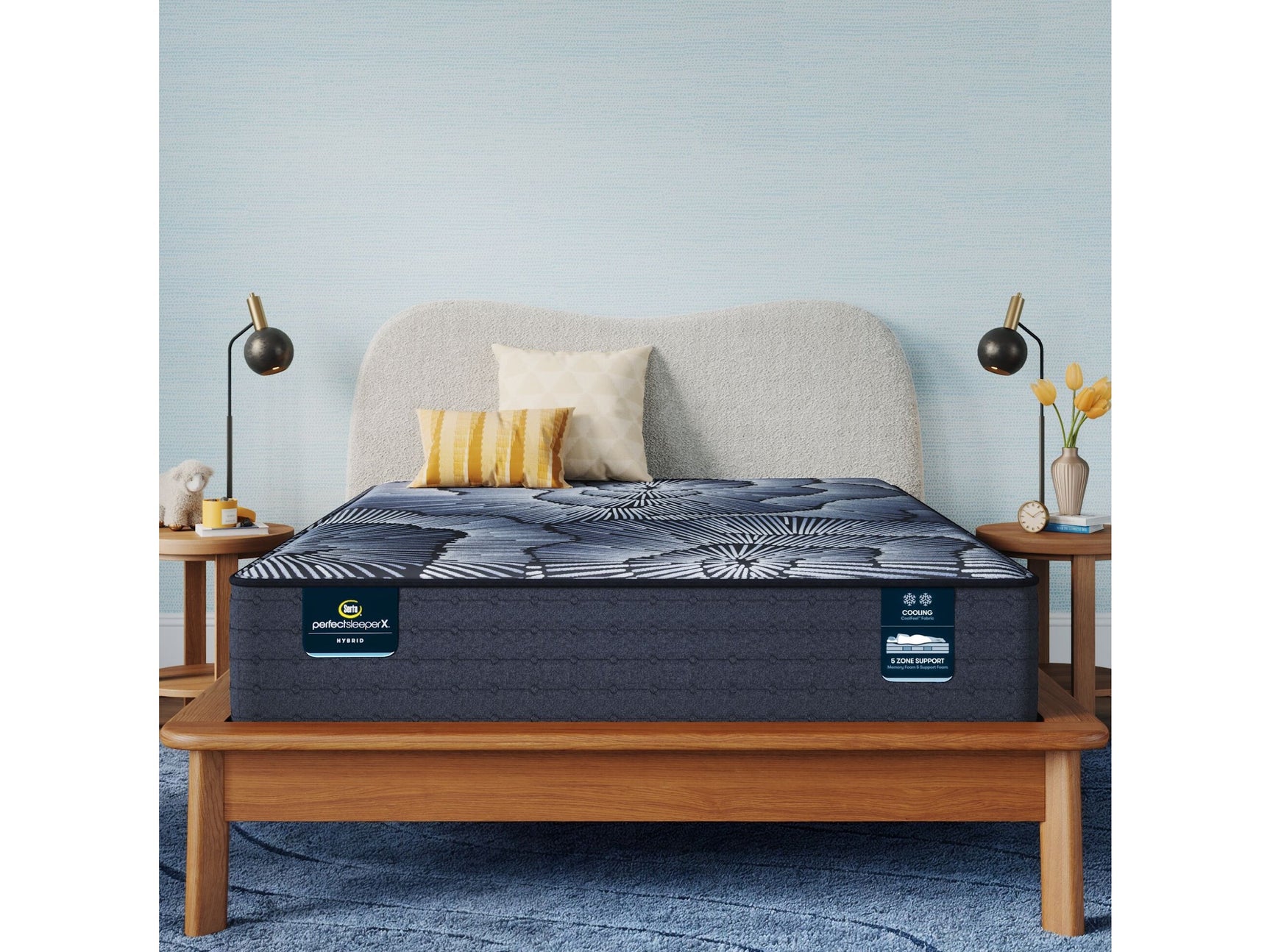 Perfect Sleeper X Aspen 12.5" Dark Blue/Black Hybrid Full Firm Mattress - Ornate Home