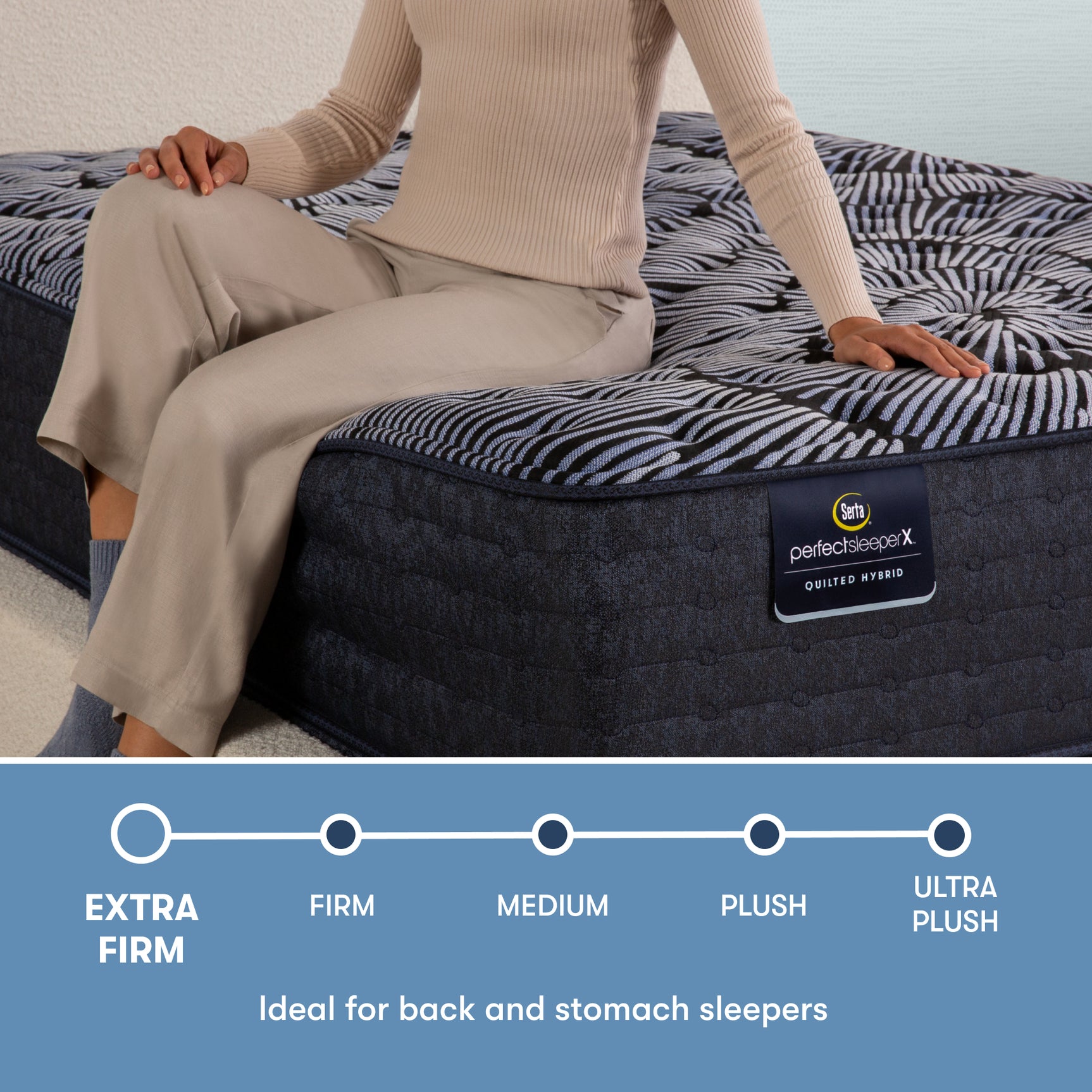 Perfect Sleeper X Excelled 13.75" Dark Blue/Black Hybrid Queen Extra Firm Mattress - Ornate Home