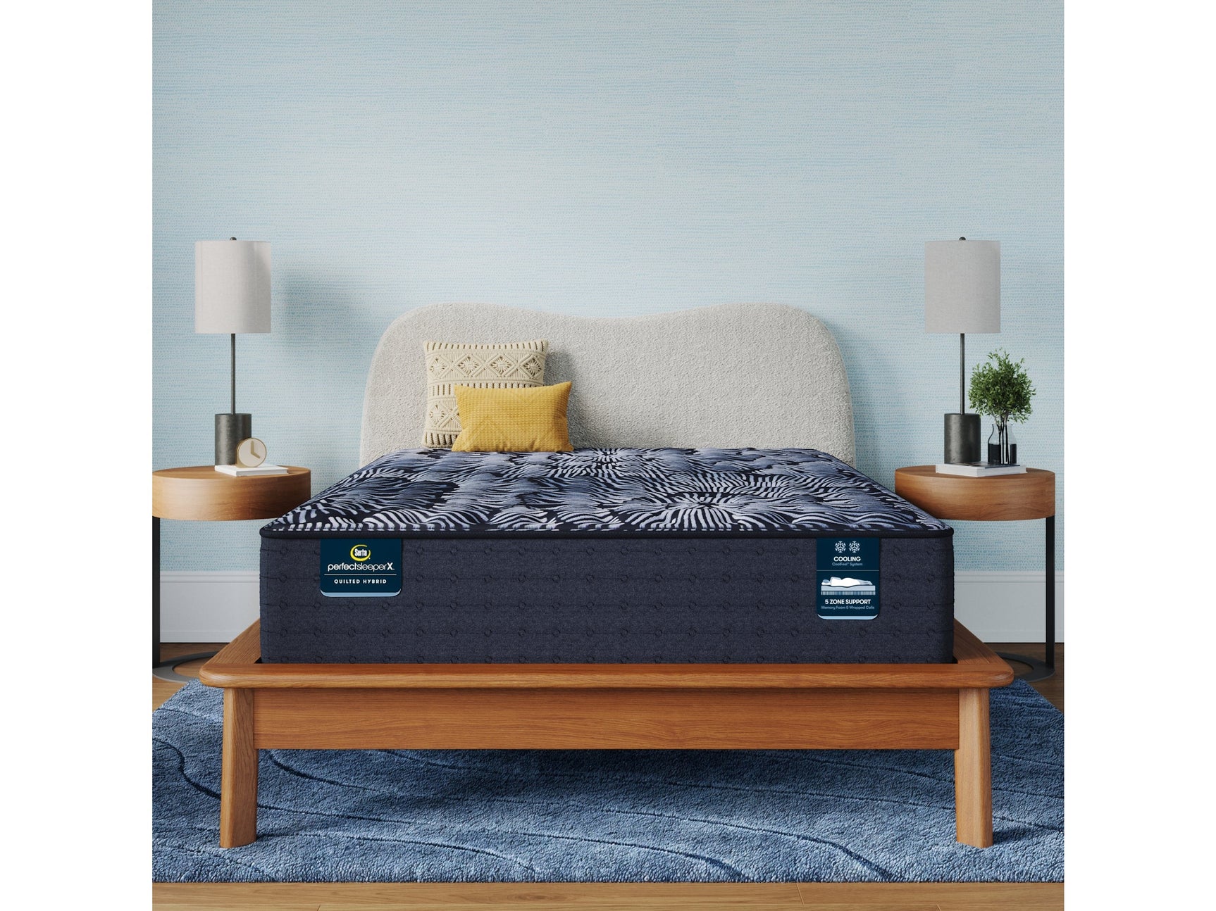 Perfect Sleeper X Knox 13.5" Dark Blue/Black Hybrid King Firm Mattress - Ornate Home