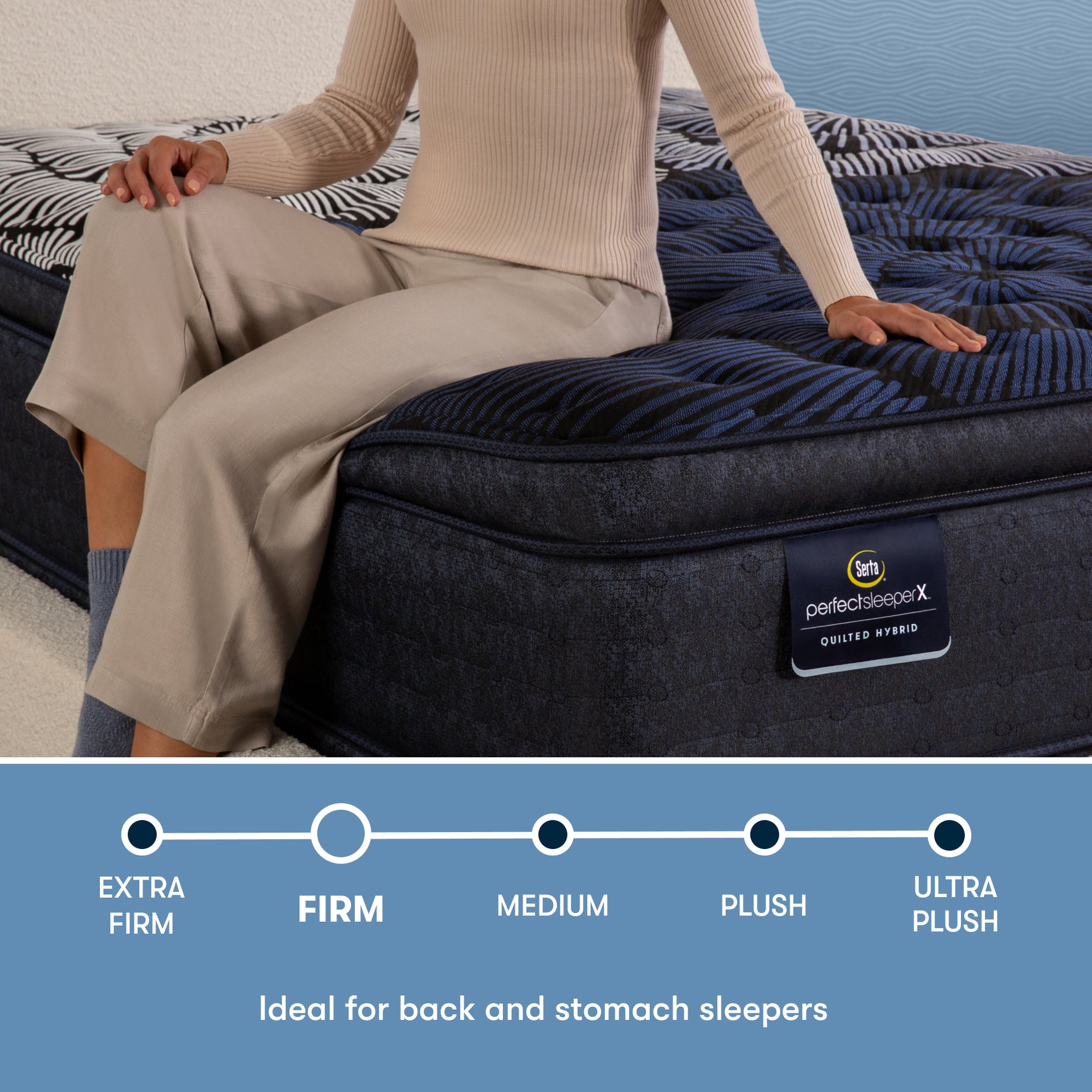 Perfect Sleeper X Max 15.25" Dark Blue/Black Hybrid California King Firm Pillow Top Mattress - Ornate Home