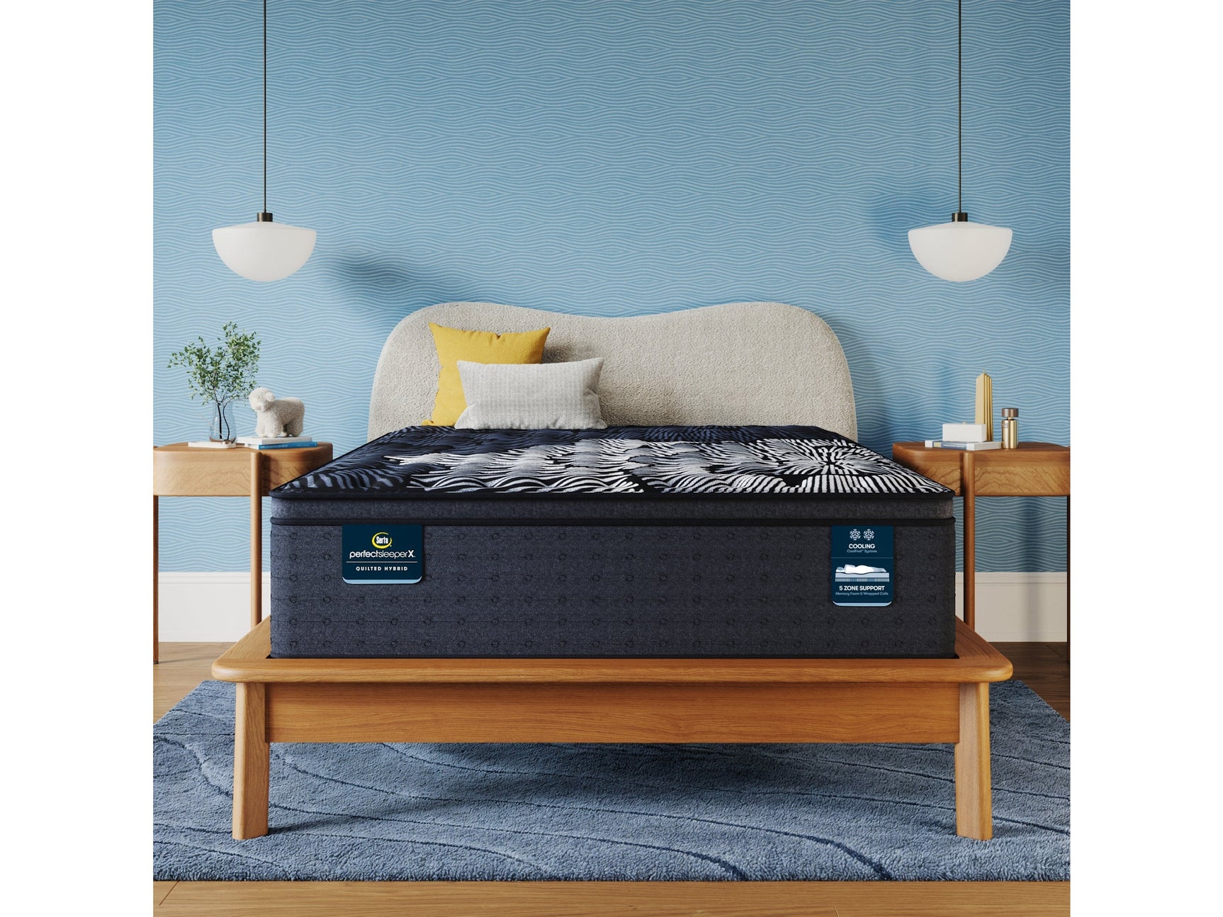 Perfect Sleeper X Max 15.25" Dark Blue/Black Hybrid Twin XL Firm Pillow Top Mattress - Ornate Home