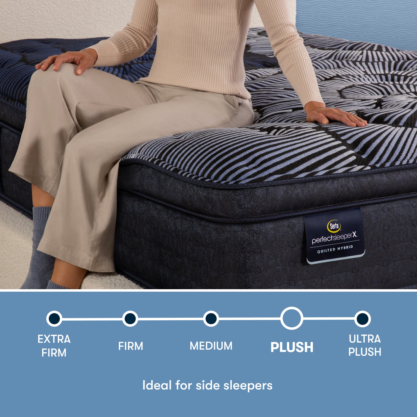 Perfect Sleeper X Max 15" Dark Blue/Black Hybrid Twin XL Plush Pillow Top Mattress - Ornate Home