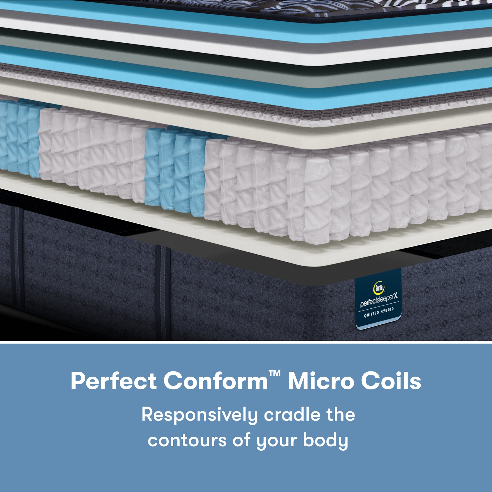 Perfect Sleeper X Max 15" Dark Blue/Black Hybrid Twin XL Plush Pillow Top Mattress - Ornate Home