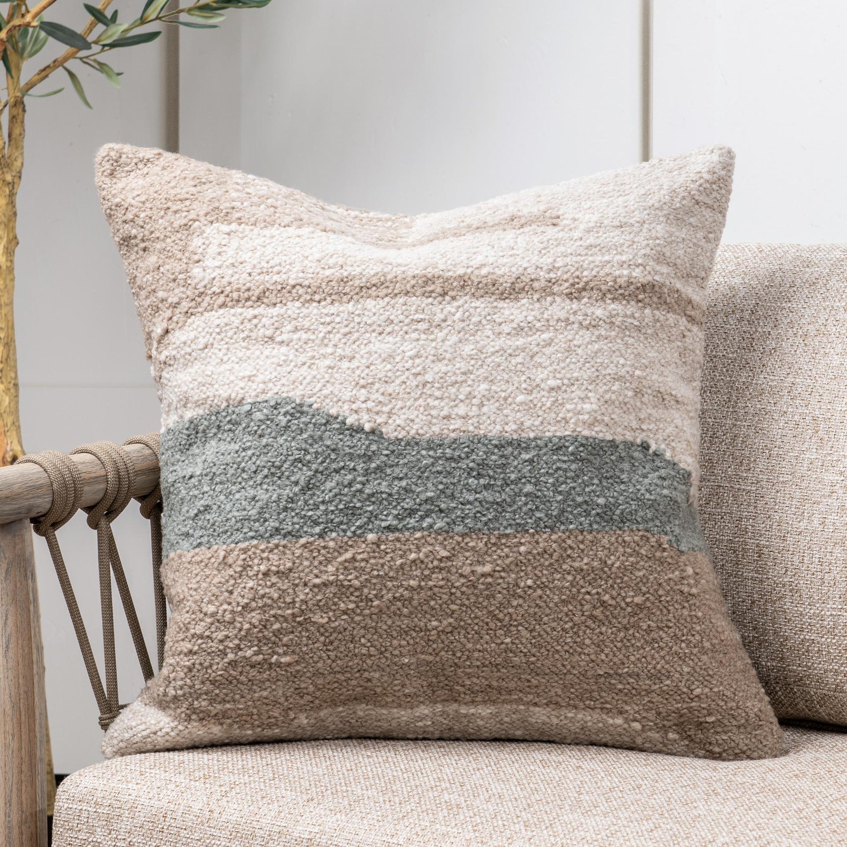 Performance Sita Dry Sage/ Natural 22x22 Throw Pillow (Set of 2) - Ornate Home