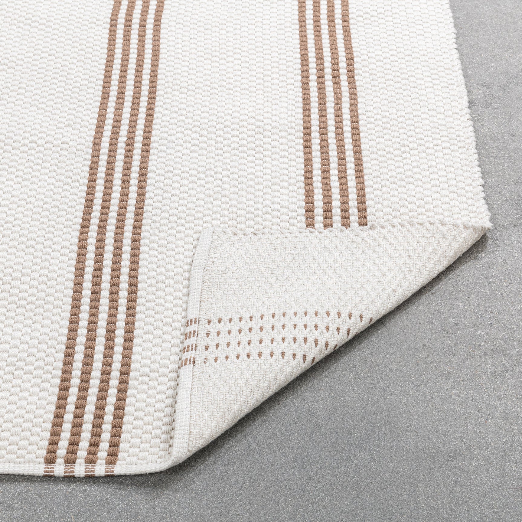 Performance Sorrento Ivory/Coconut Brown Stripe Rug - Ornate Home