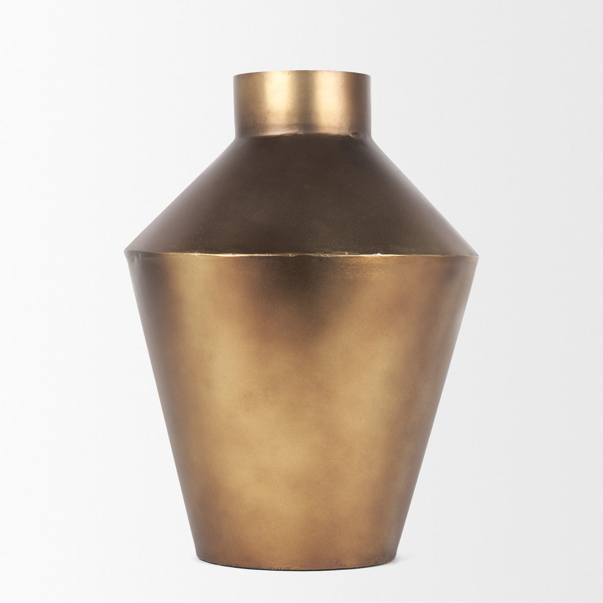 Perrin Brushed Gold Small Metal Decorative Vase - Ornate Home