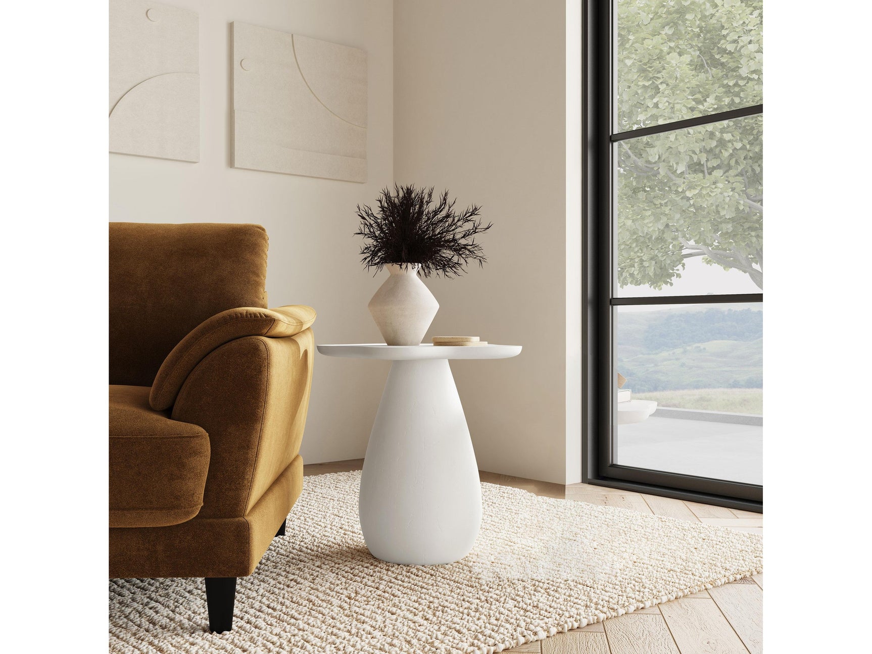 Perth Off White 20-inch Side Table with Cloud-Shaped Top - Ornate Home