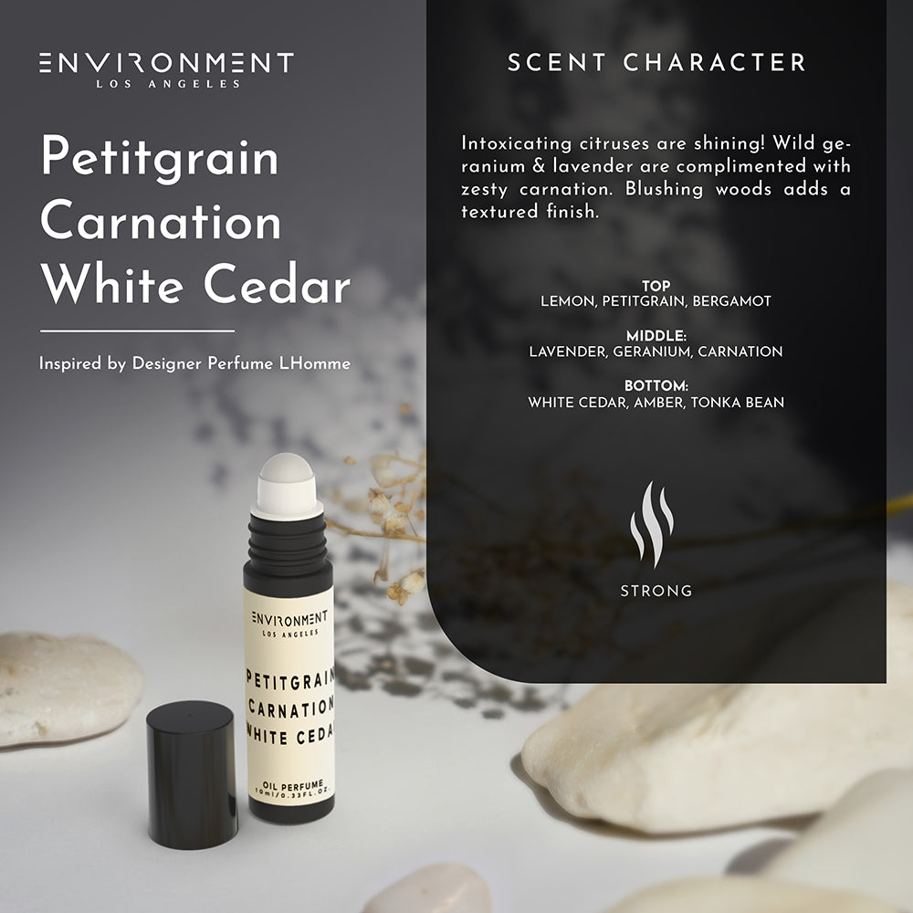 Petitgrain | Carnation | White Cedar Roll-on Oil Perfume (Inspired by YSL L'Homme®) - Ornate Home