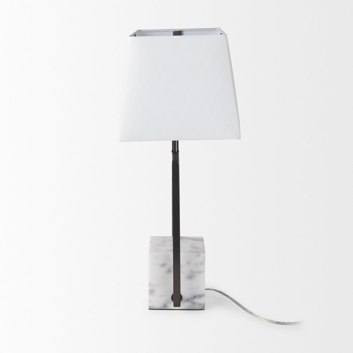 Peyton Black/White Metal Cube and Shade Table Lamp with Marble - Ornate Home