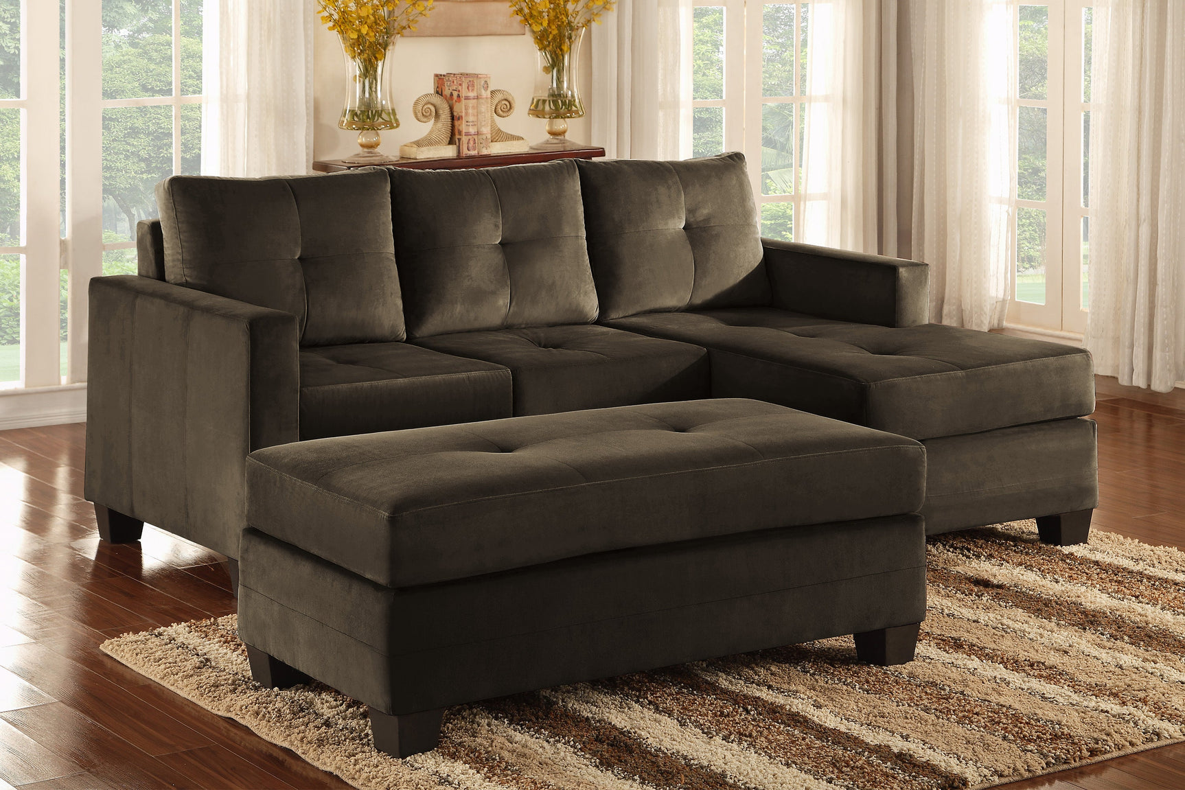 Phelps Brown Reversible Sofa Chaise - Ornate Home