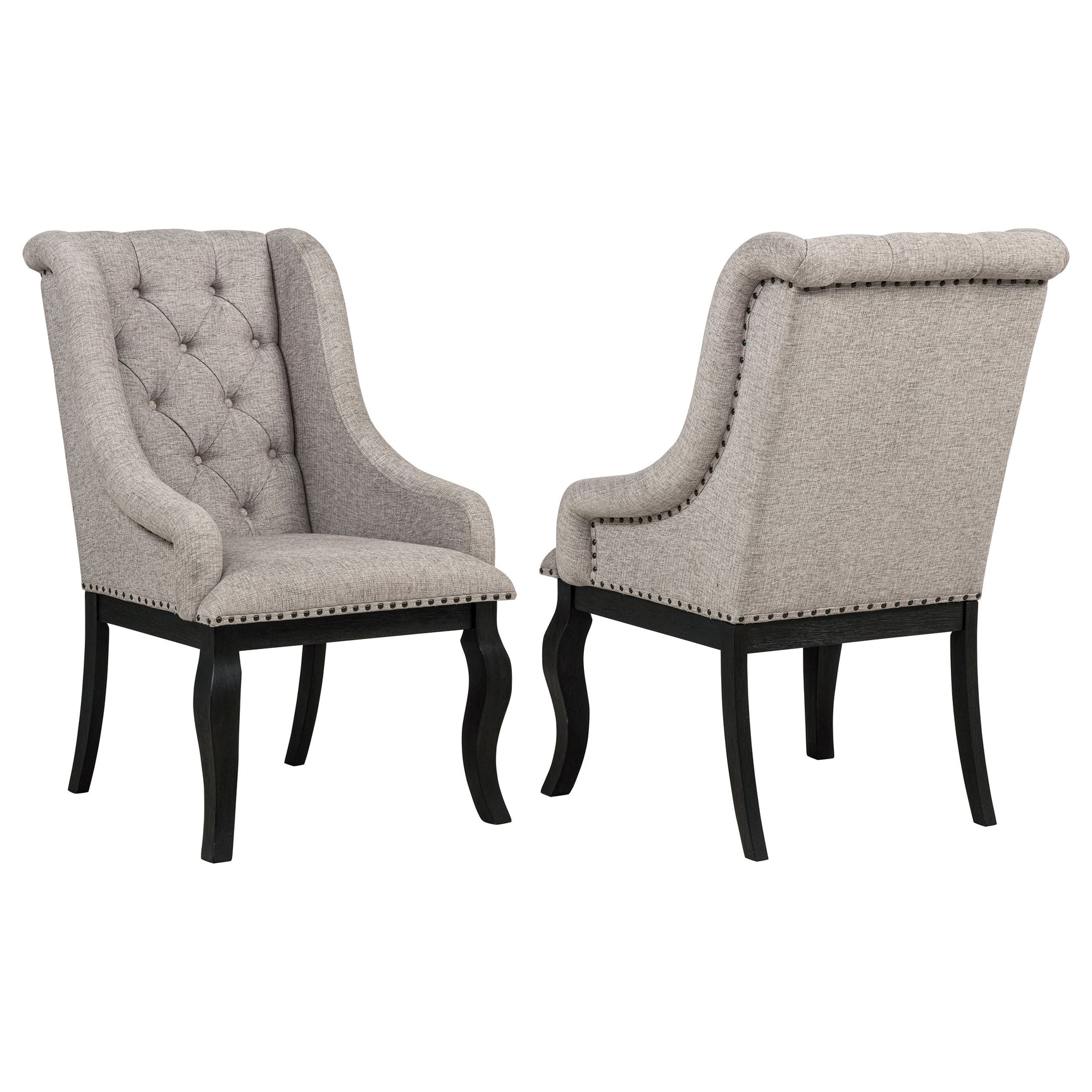 Phelps Tan Distressed Noir Upholstered Dining Arm Chair (Set of 2) - Ornate Home