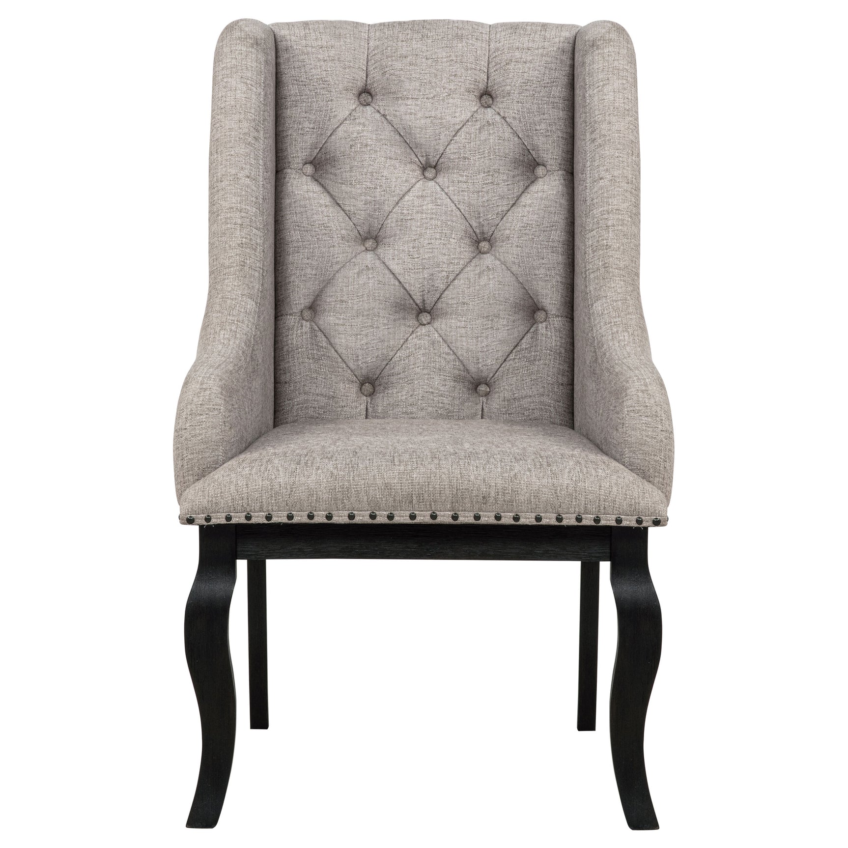 Phelps Tan Distressed Noir Upholstered Dining Arm Chair (Set of 2) - Ornate Home
