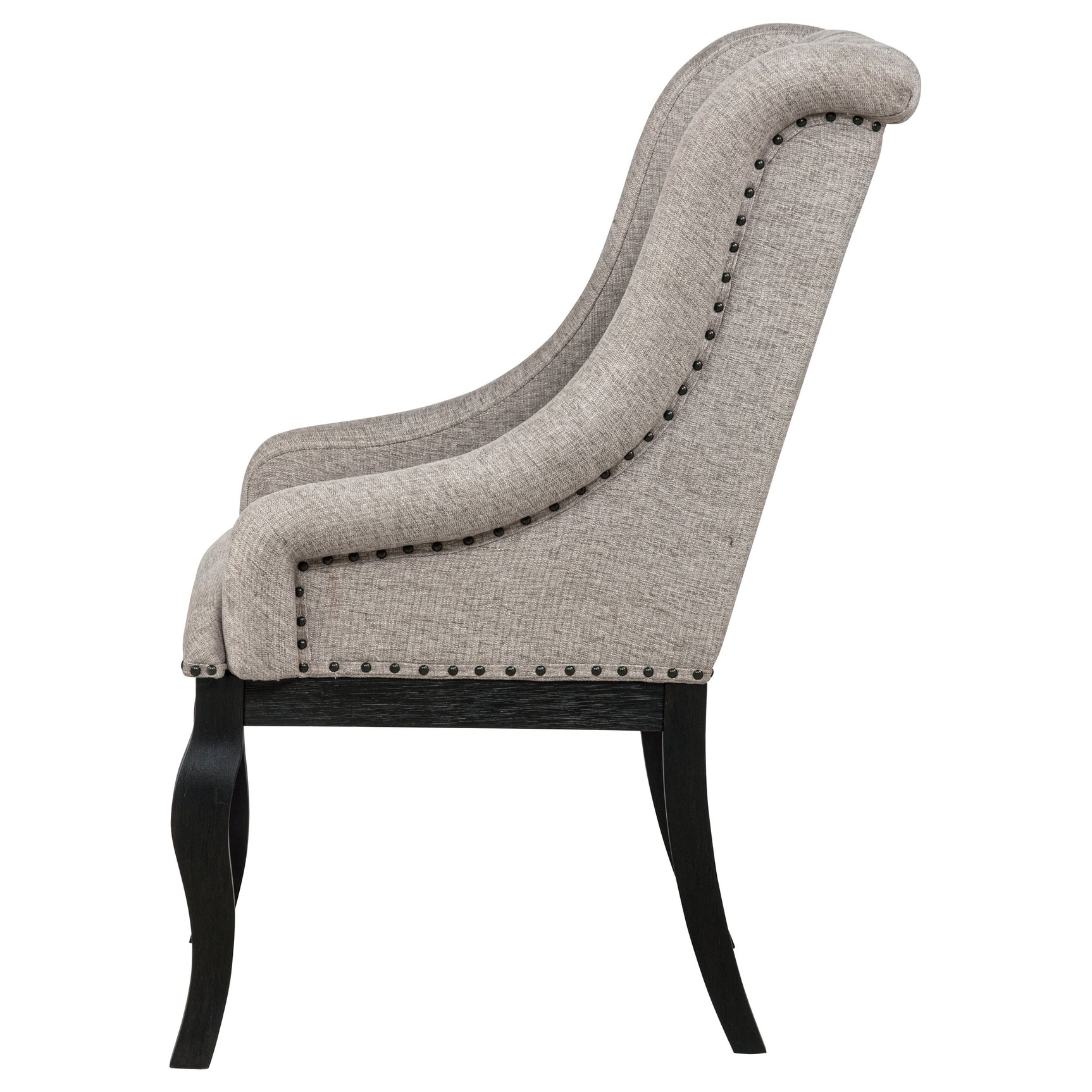 Phelps Tan Distressed Noir Upholstered Dining Arm Chair (Set of 2) - Ornate Home