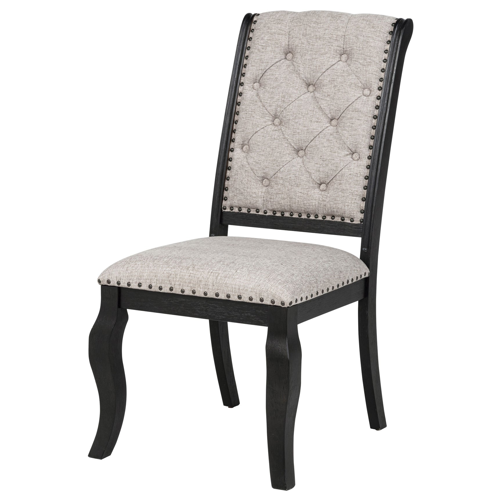 Phelps Tan Distressed Noir Upholstered Dining Side Chair (Set of 2) - Ornate Home