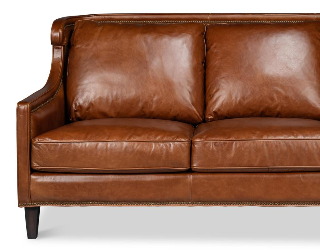 Philipe Brown Distilled Leather Sofa - Ornate Home