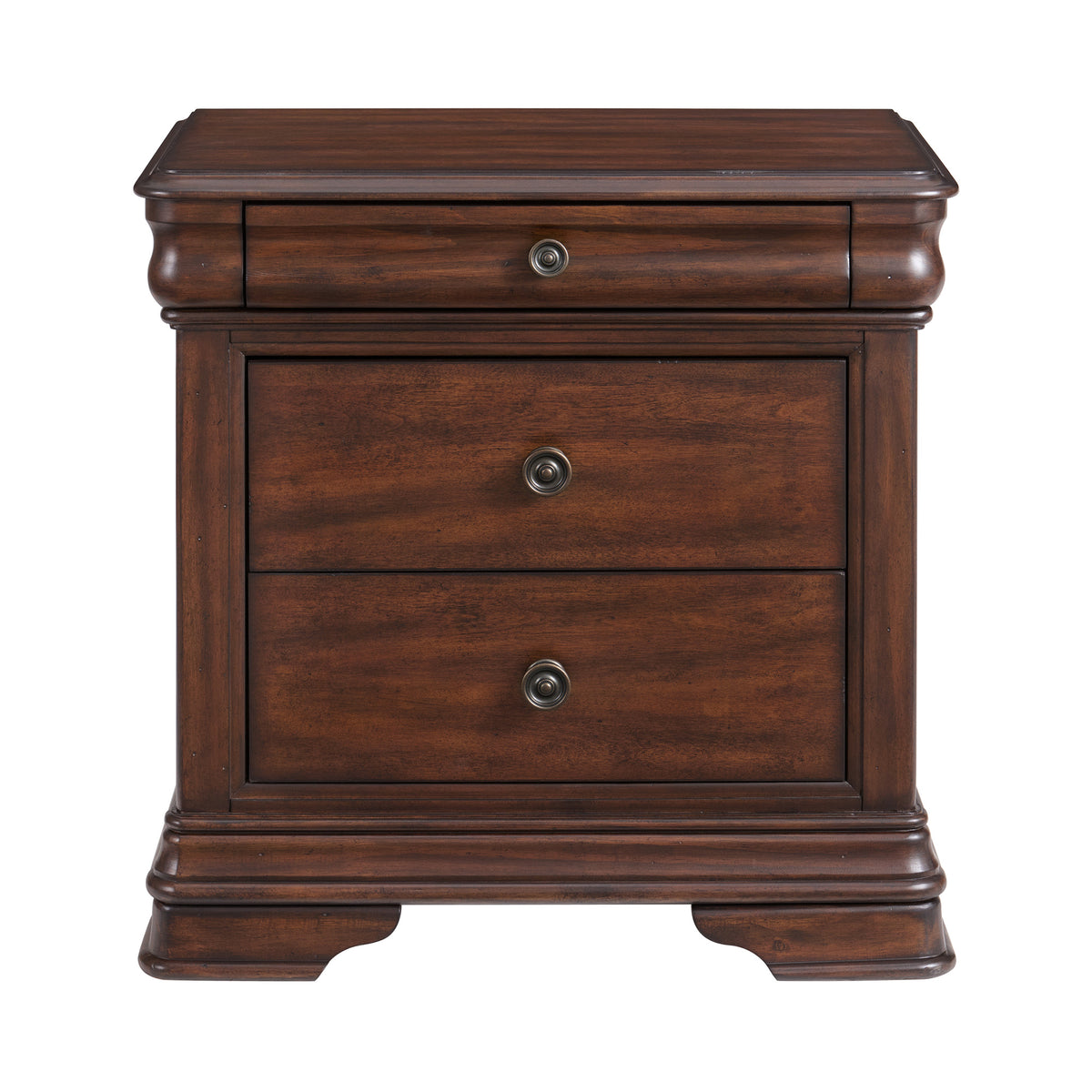 Phillipe Cherry 3-Drawer Nightstand with USB - Ornate Home
