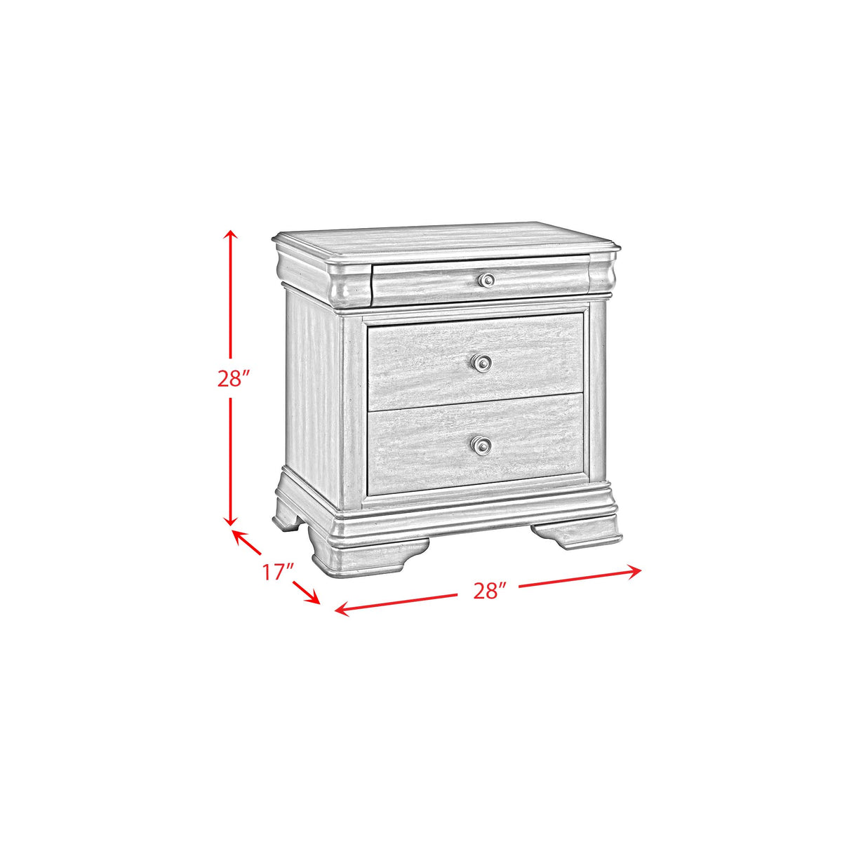 Phillipe Cherry 3-Drawer Nightstand with USB - Ornate Home