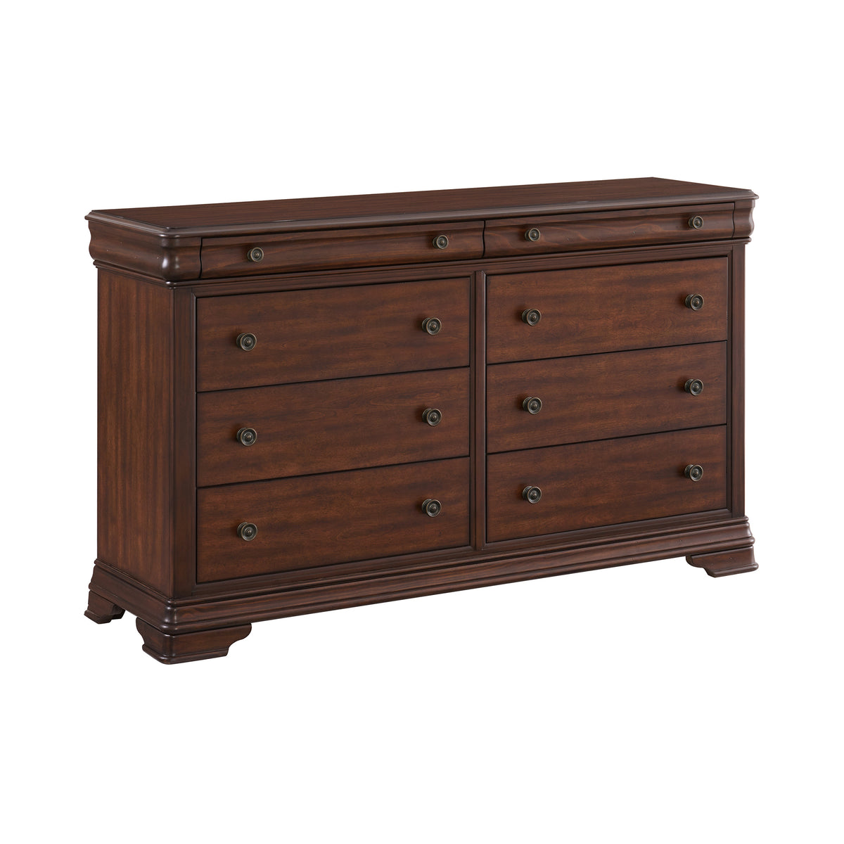 Phillipe Cherry 5-Piece Queen Bedroom Set with 2 Nightstands, Dresser & Chest - Ornate Home