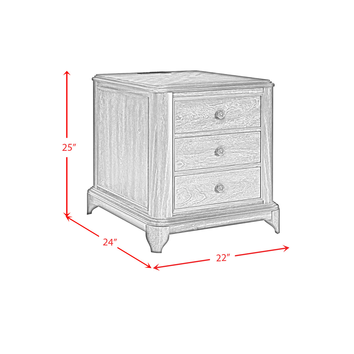 Phillipe Cherry 2-Drawer Cabinet with USB