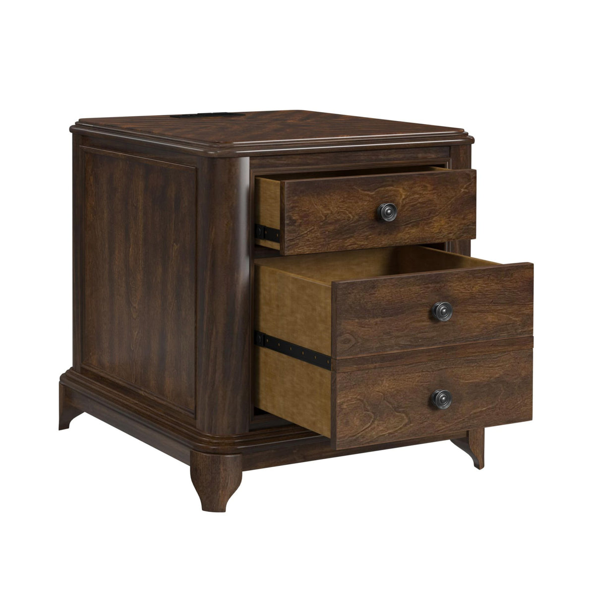 Phillipe Cherry 2-Drawer Cabinet with USB