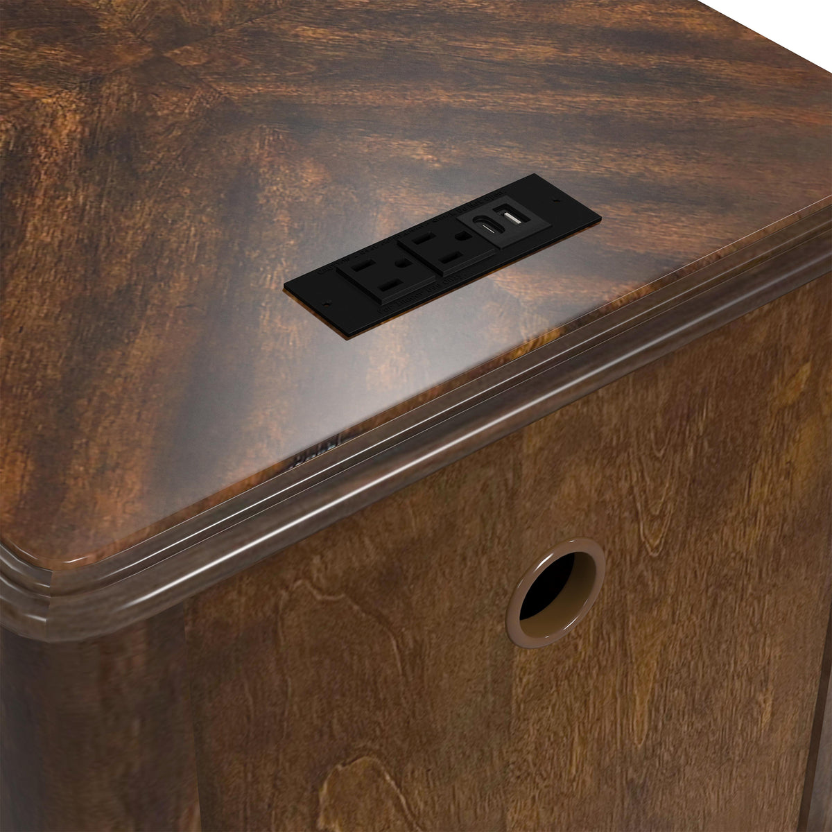 Phillipe Cherry 2-Drawer Cabinet with USB
