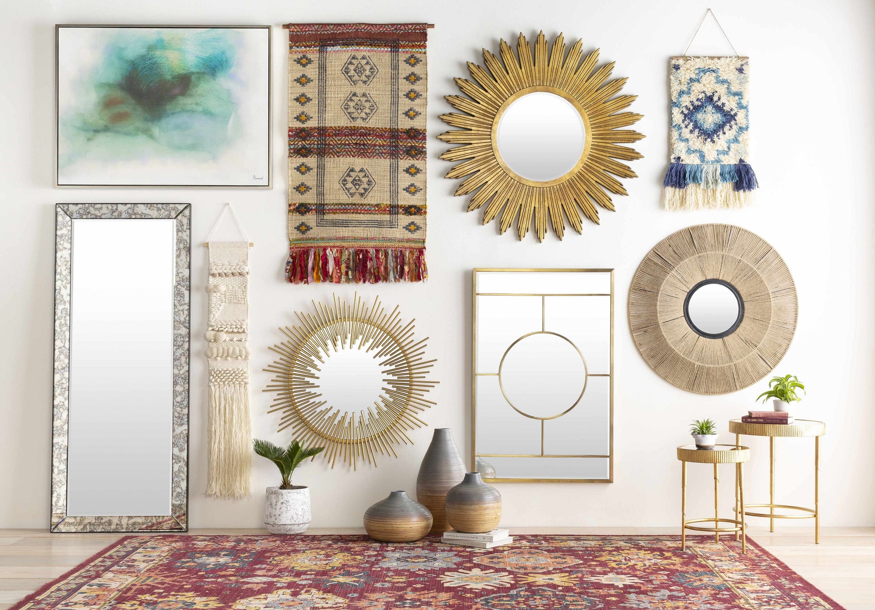 Philomont Ivory and Blue Geometric Wall Hanging - Ornate Home