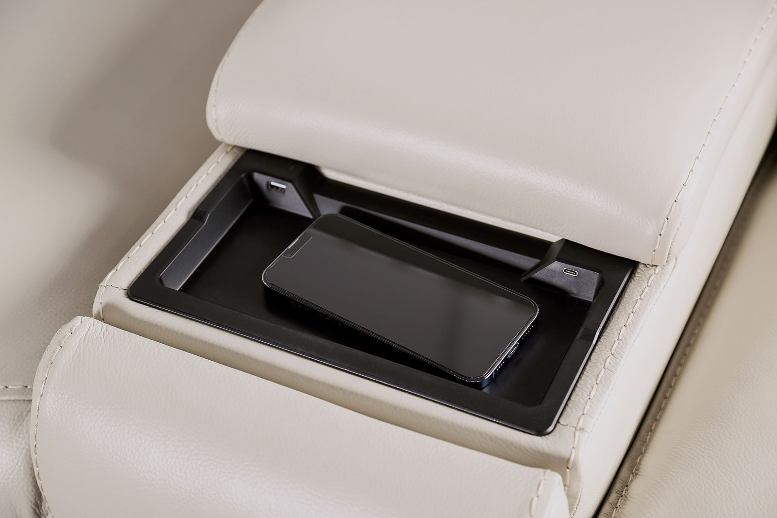 Phineas Beige Power Top Grain Leather Match Reclining Sofa & Loveseat - Ornate Home