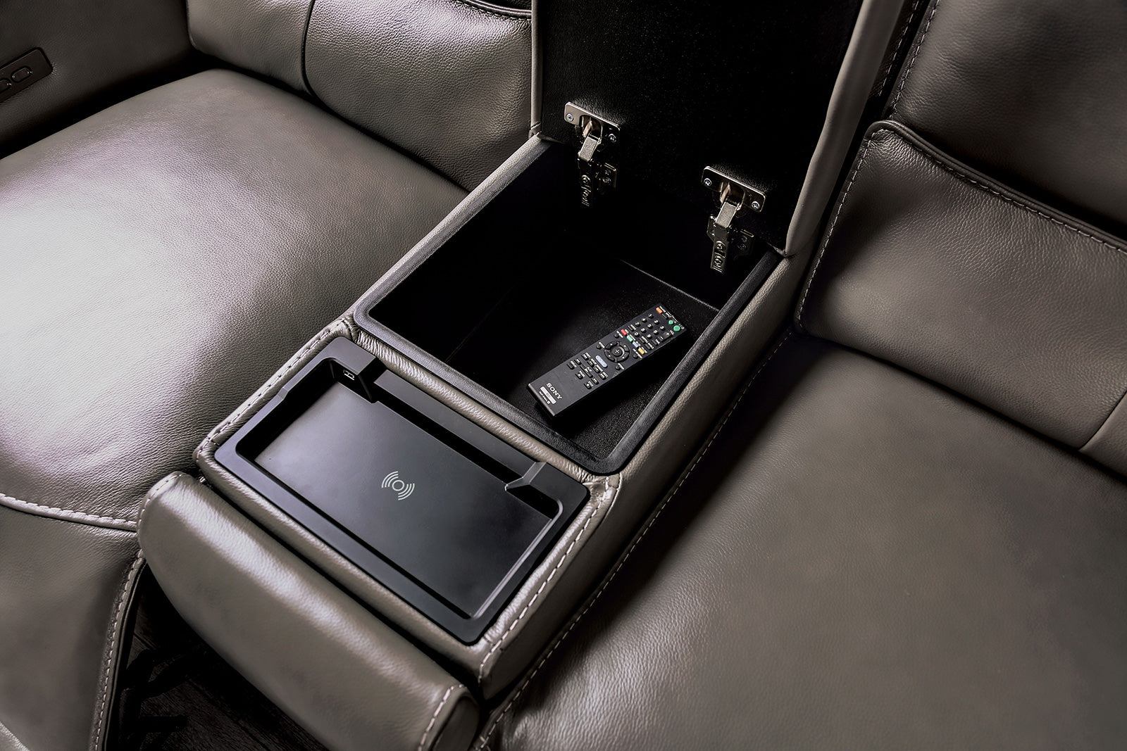 Phineas Gray Power Top Grain Leather Match Reclining Sofa & Loveseat - Ornate Home