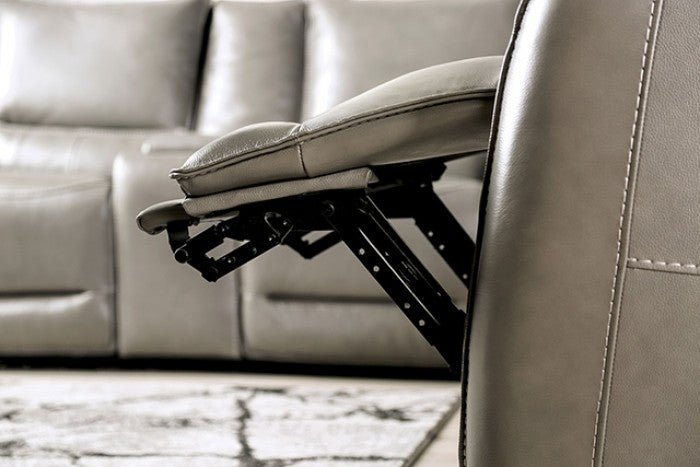 Phineas Gray Top Grain Leather Match Power Reclining Sofa - Ornate Home