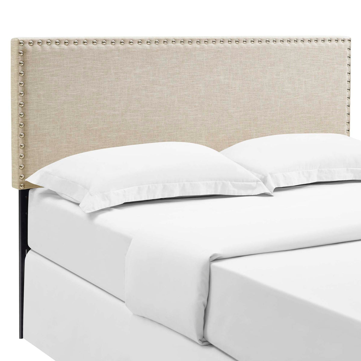 Phoebe Beige Upholstered Fabric Queen Headboard - Ornate Home