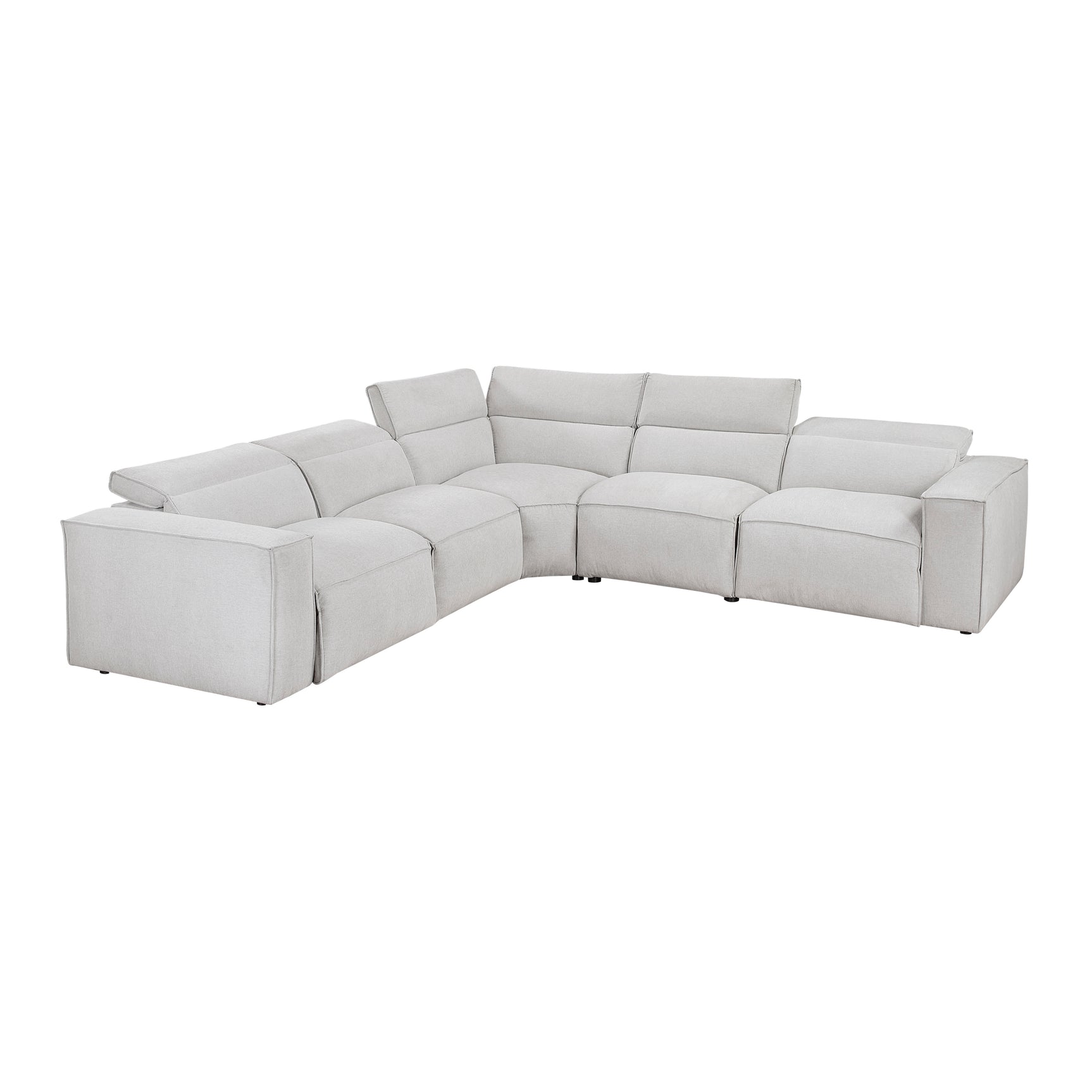 Phoebe Light Gray 5-Piece Modular Power Reclining Sectional - Ornate Home