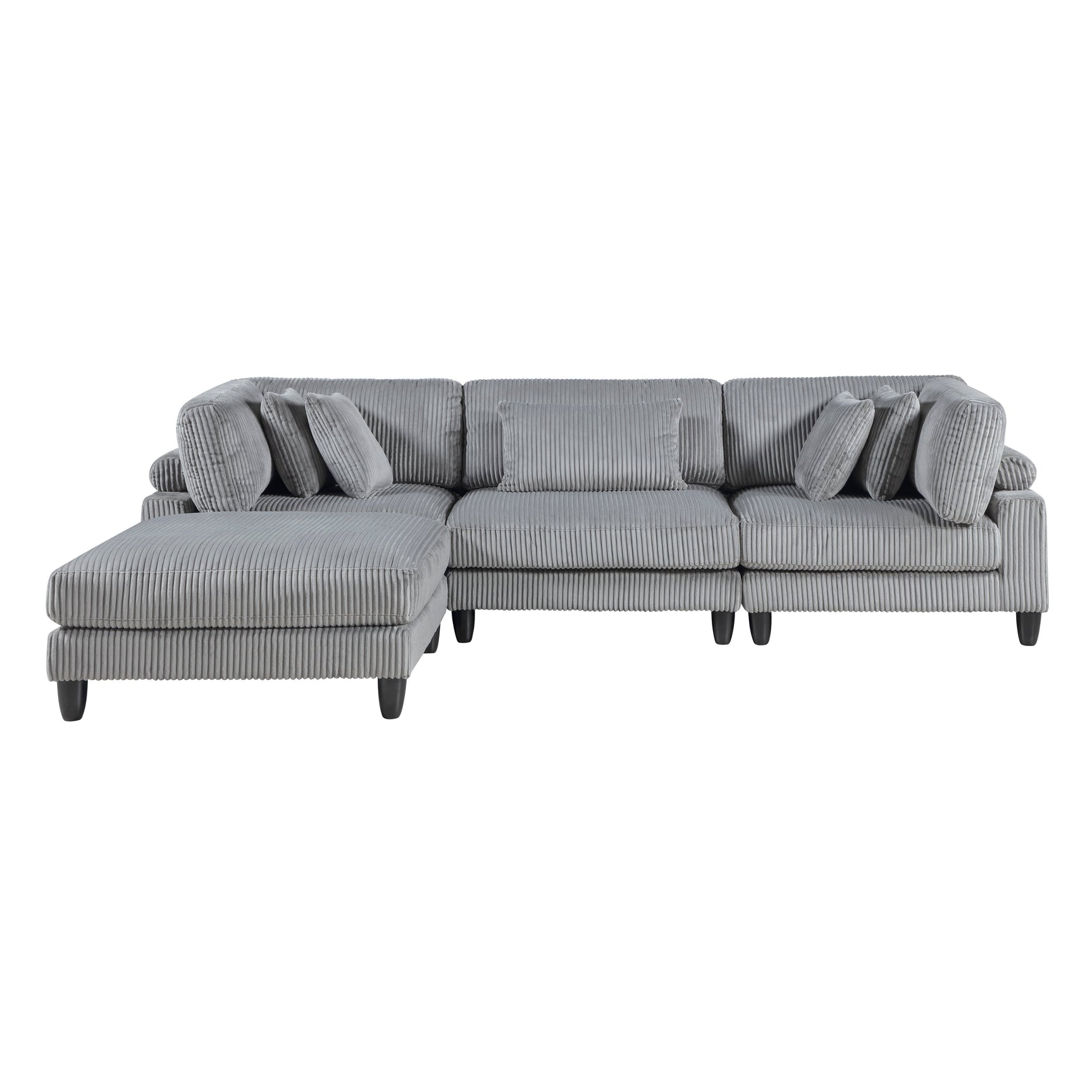 Phoenician Gray 4-Piece Modular Sectional with Otttoman - Ornate Home